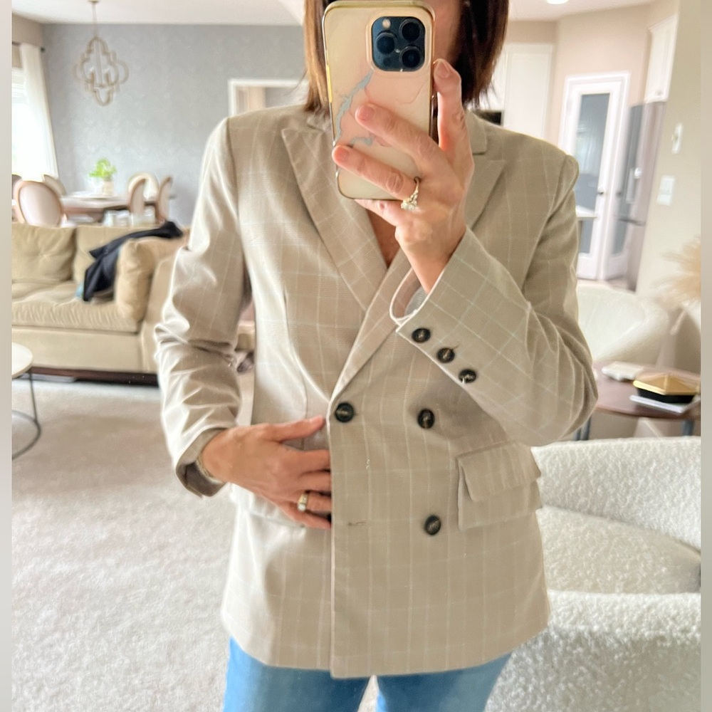 Evereve Tan Windowpane Blazer